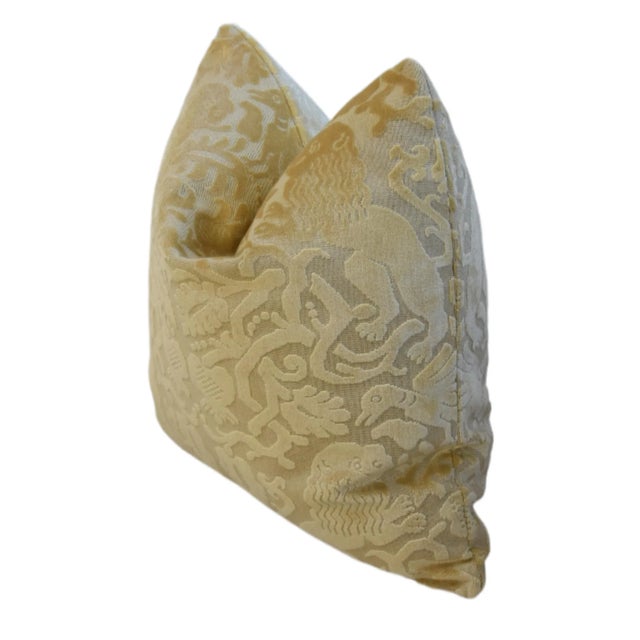 Designer Travers Medieval Lion Bird Velvet Feather/Down Pillow For Sale In Los Angeles - Image 6 of 7