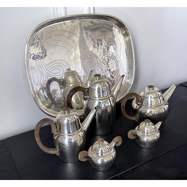 Large Mexican Modern Sterling Silver Coffee Tea Serving Set William Spratling For Sale - Image 10 of 18