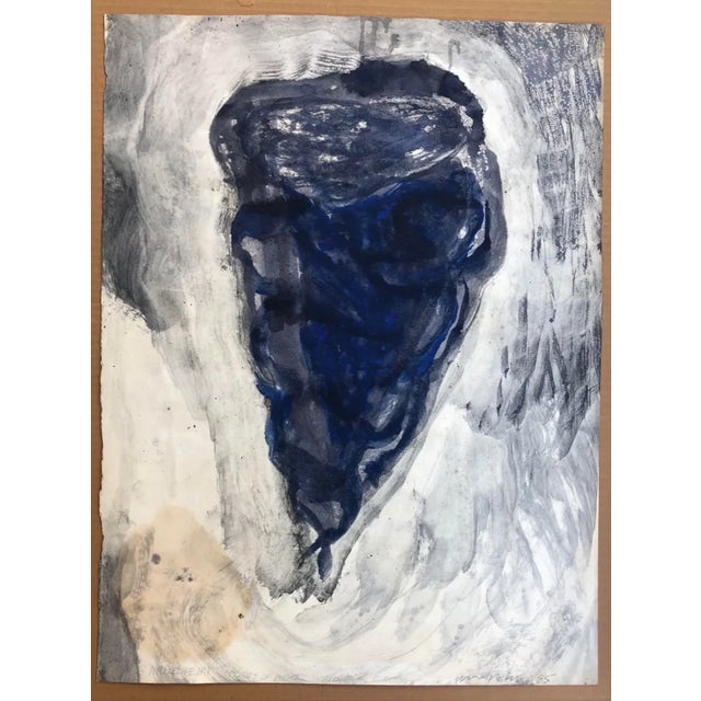 Abstract 1985 William Douglas McGee Purple Heart Oil on Paper For Sale - Image 3 of 3