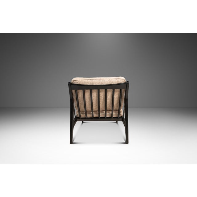 Set of Two (2) Danish Modern Ebonized Lounge Chairs in Bouclé Attributed to Ib Kofod Larsen for Selig, Denmark, C. 1950's For Sale In Orlando - Image 6 of 18