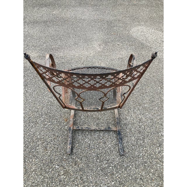 1950s Vintage Wrought Iron Patio Chairs in the Style of Salterini Taj Mahal - Set of 2 For Sale - Image 5 of 8