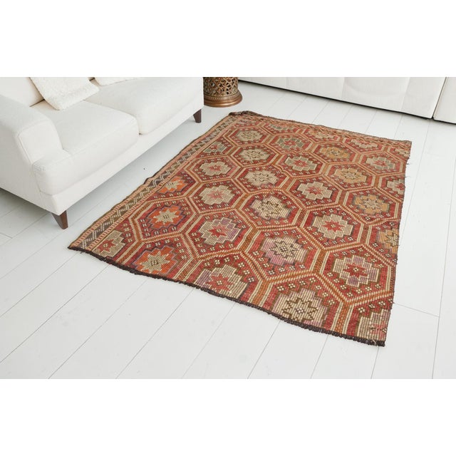 Modern Geometric Vintage Modern Kilim For Sale - Image 3 of 10