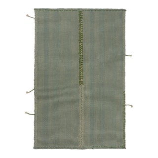 Rug & Kilim’s Contemporary Kilim in Seafoam Blue With Green and White Accents For Sale
