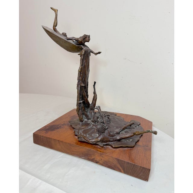 Large Vintage Scott Jarvie 20th Century Bronze Wood Waterfall Statue Sculpture For Sale - Image 16 of 16