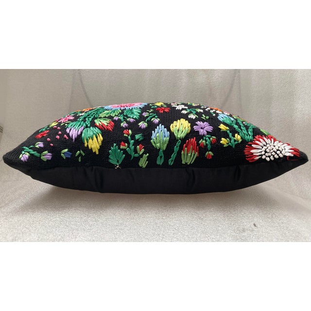 Floral Rafia Hand Embroidered Boudoir Decorative Pillow Cover For Sale In New York - Image 6 of 7