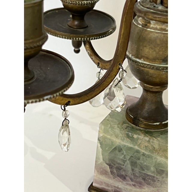 Bronze Antique French Brass Amethyst Grandiole Candle Holders a Pair For Sale - Image 8 of 12