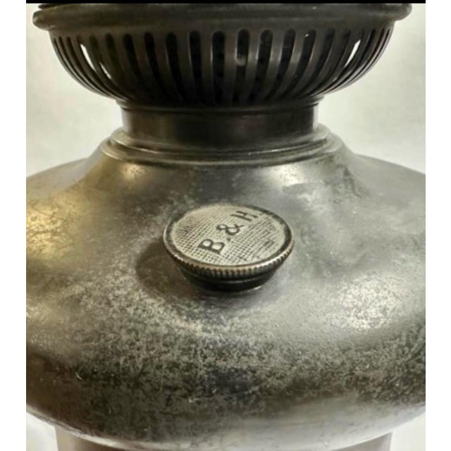Early 20th Century Bradley and Hubbard Craftsman Oil Lamp With Original Fleur De Lis Shade For Sale - Image 6 of 10