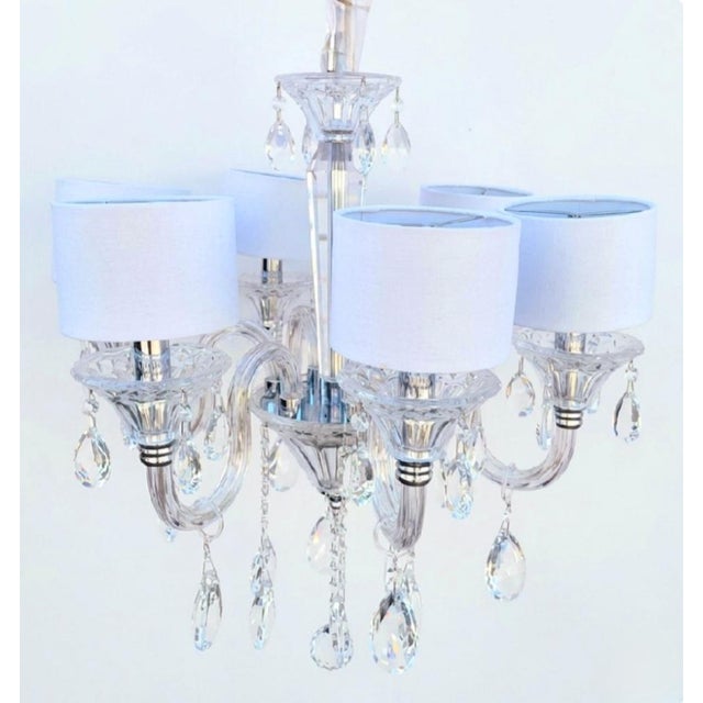 Murano Vintage Murano Glass Clear Crystal Chrome 6 Light Elegant Chandelier For Sale - Image 4 of 8