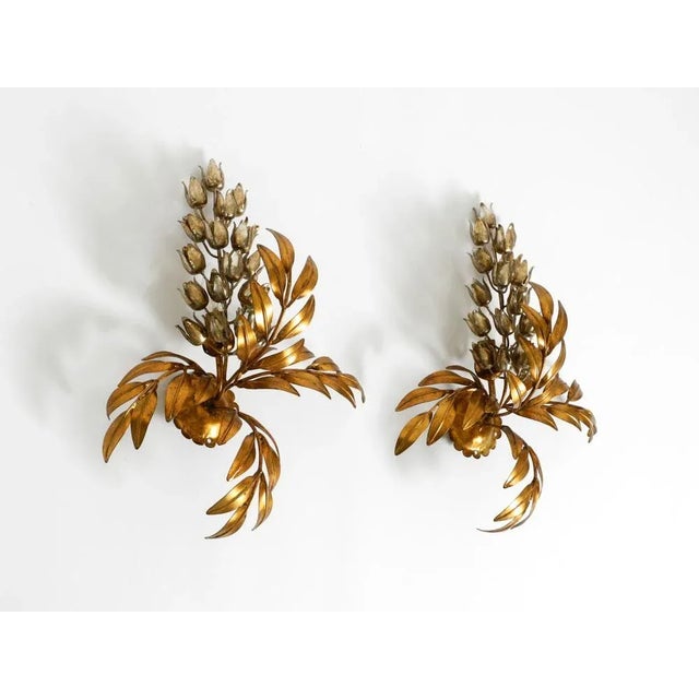 Large Model Wisteria Gold-Plated Metal Wall Lamps by Hans Kögl, 1970s, Set of 2 For Sale - Image 4 of 18