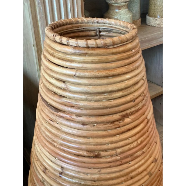 Vintage Coastal Pencil Reed Floor Vase For Sale - Image 4 of 6