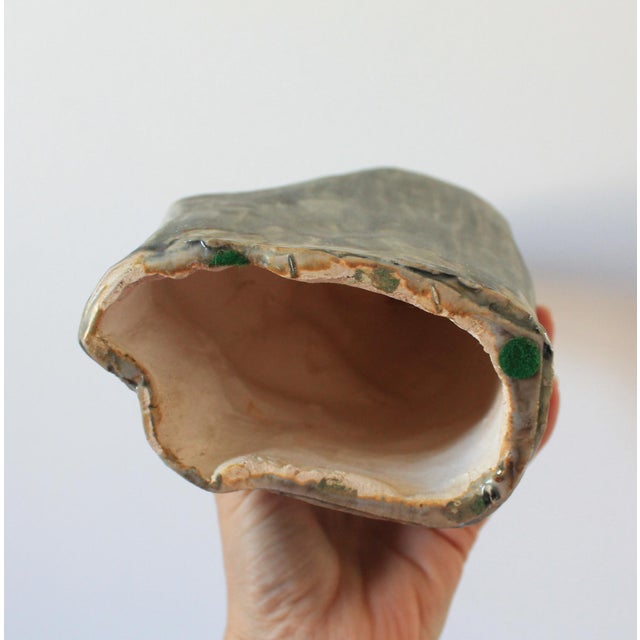 Slate Gray Vintage Modernist Studio Art Pottery Jesus & Mary Sculpture For Sale - Image 8 of 9