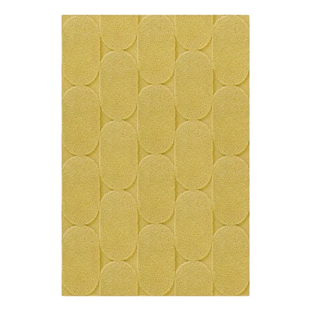 Mustard Oval Textured Rug from Marqqa For Sale