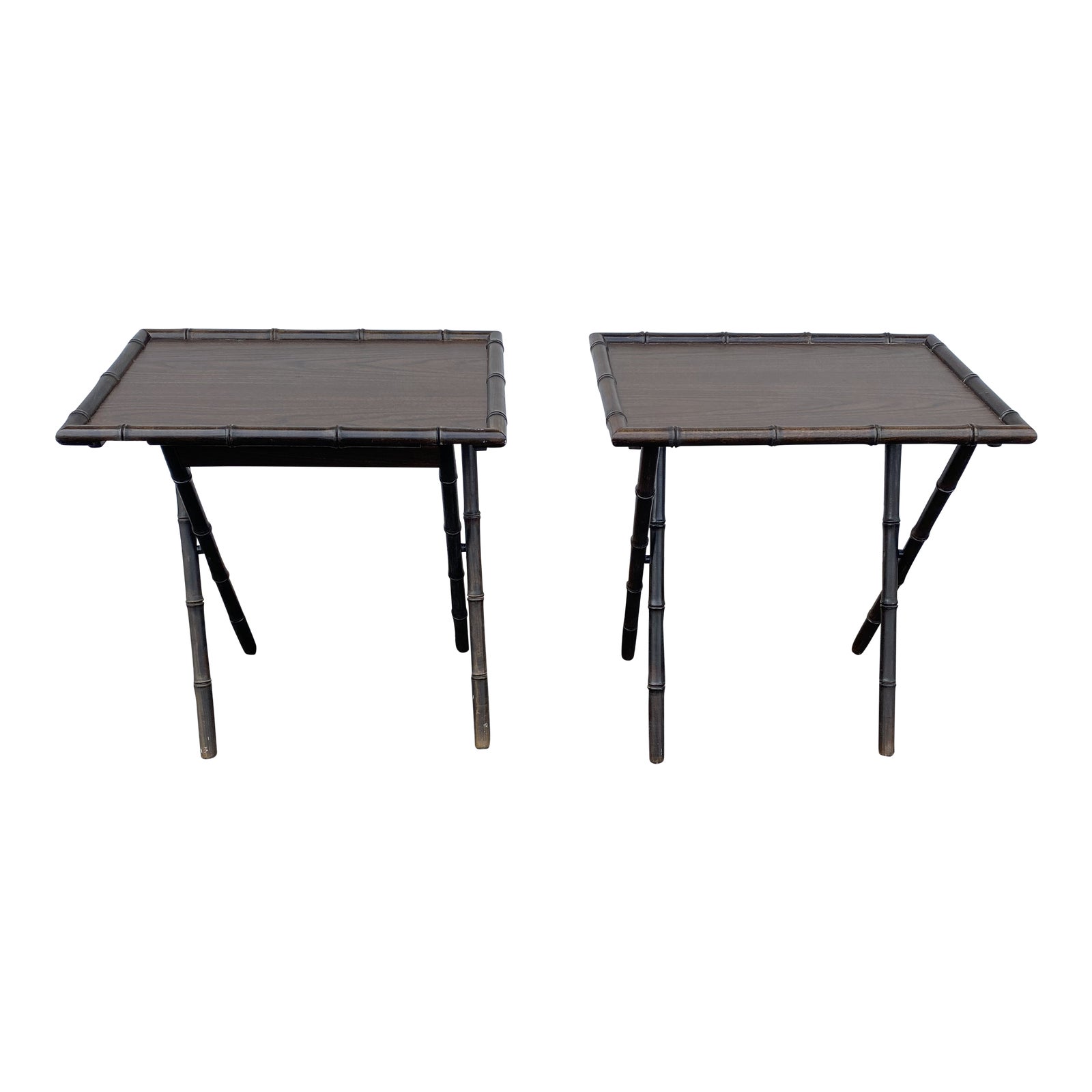 1970s Vintage Faux Bamboo Folding Tray Tables Set of 2 Chairish