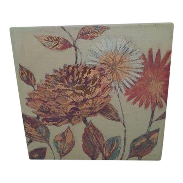 Vintage Hand Painted Flowers on Canvas Art by Hope Smith For Sale