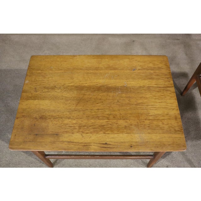 Wood Mid 20th Century Pair of Mid-Century Walnut End Tables - 2 Pieces For Sale - Image 7 of 11