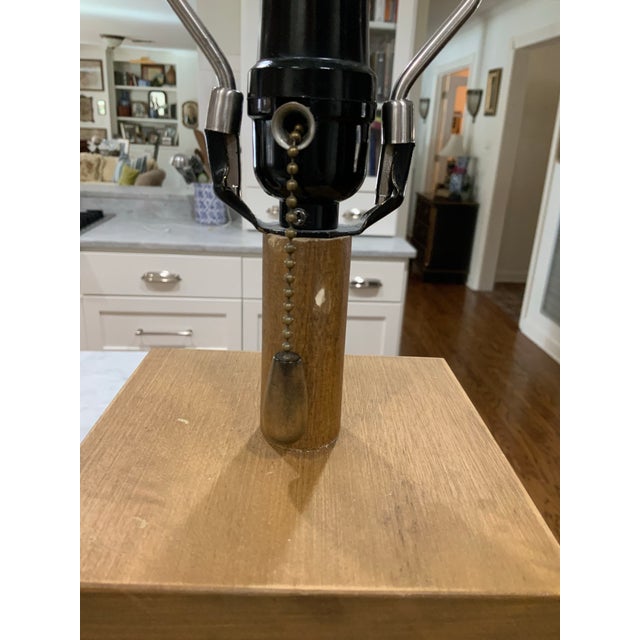 Farmhouse Chunky Wooden French Baluster Style Table Lamp With Hessian / Burlap Drum Shade For Sale - Image 3 of 8