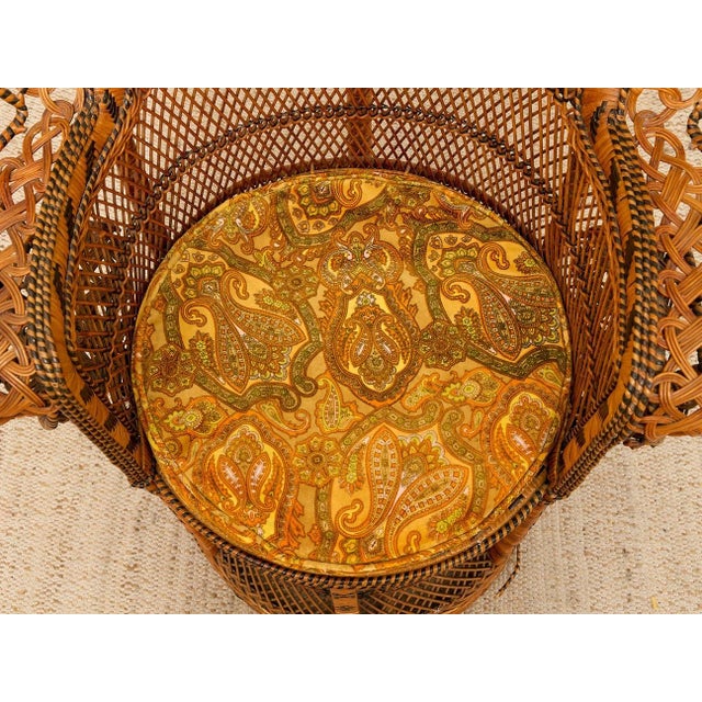 Chocolate Vintage 1970s Wicker Peacock Chair For Sale - Image 8 of 11