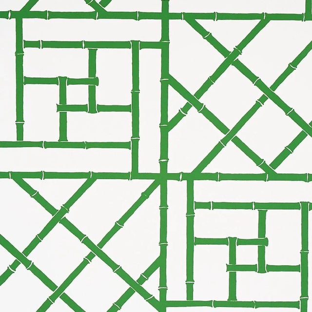 Hollywood Regency Sample - Schumacher X Cristina Buckley Trellis Wallpaper in Safari Green For Sale - Image 3 of 3