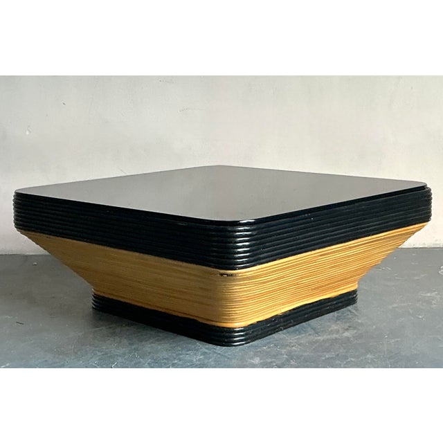 Late 20th Century Vintage Boho Stacked Pencil Reed Coffee Table For Sale - Image 5 of 6