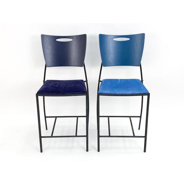 Metal 1980s Pair of Dakota Jackson Postmodern Bar Stools For Sale - Image 7 of 8