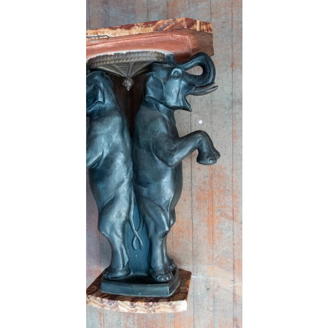 Early 20th Century French Art Deco Onyx Marble and Spelter Elephant Table by Pierre Sega For Sale - Image 12 of 18