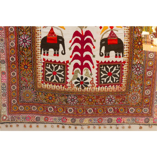 68" Tall Vintage Gujarati Framed Tapestry For Sale - Image 4 of 10