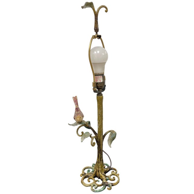 Green 2007 Jay Strongwater Swarovski Crystal Enamel Bird Lamp, Signed For Sale - Image 8 of 14