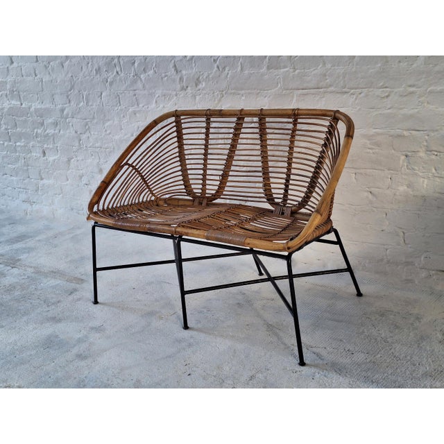 Mid-Century Modern Mid-Century Italian Bamboo and Iron 2-Seater Sofa, 1960s For Sale - Image 3 of 9
