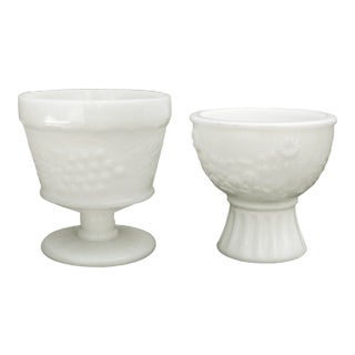 1950s Milk Glass Coupes, Pair For Sale