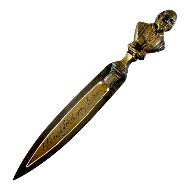 Birmingham English Brass Shakespeare Letter Knife-Bookmark, Dated 1902 For Sale