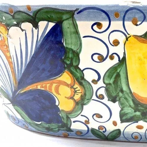 Vintage Italian Deruta Style Oval Cachepot For Sale - Image 4 of 5