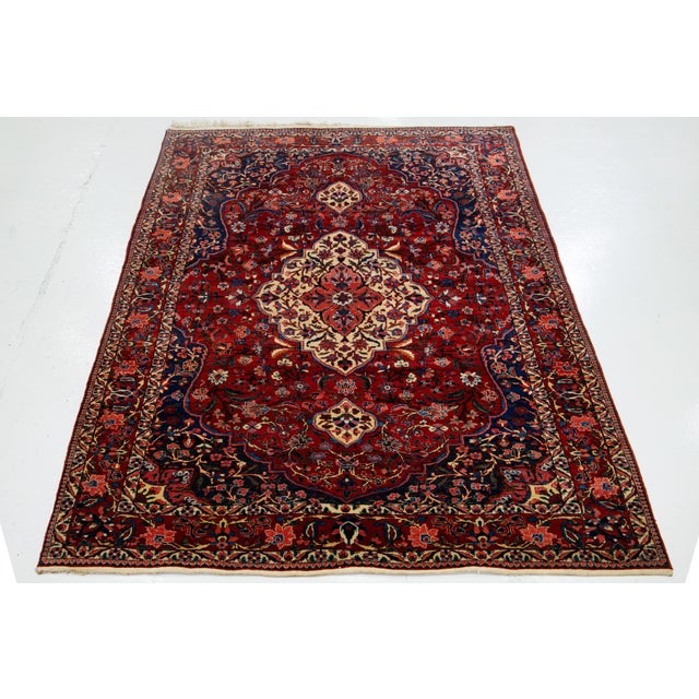 Persian Vintage Medallion Bakhtiari Persian Wool Rug For Sale - Image 3 of 10