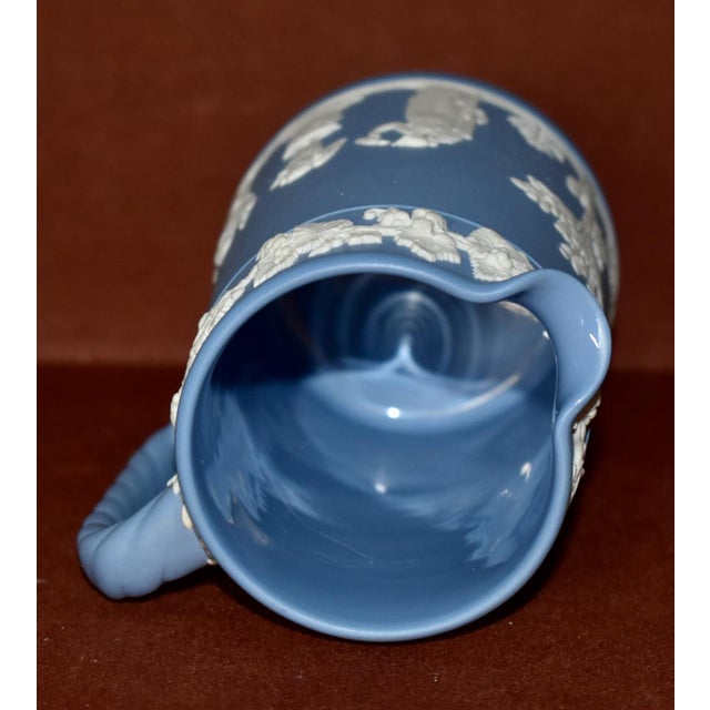 Vintage Wedgwood England Portland Jasperware Grape Pitcher Blue & White For Sale - Image 9 of 13