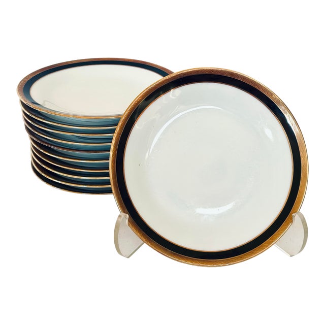 Richard Ginori Palermo Black Bread and Butter Plates, Set of 11 For Sale