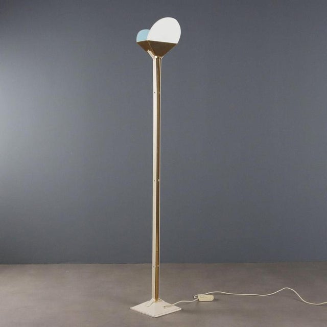 White Vintage Glass Floor Lamp, 1980s For Sale - Image 8 of 10