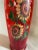 1980s Vintage Norleans Red Hand Painted Cylinder Glass Vase Sunflower Floral Italy 22k Gold Accent For Sale - Image 5 of 13