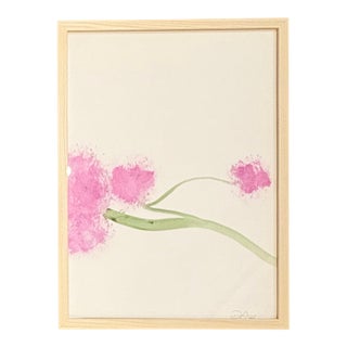 2025 Abstract Painting of a Pink Hydrangea, Framed For Sale