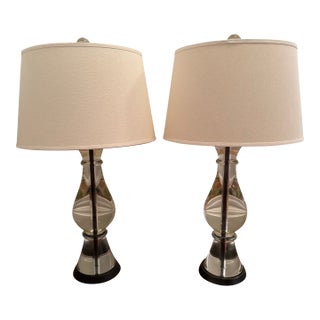 Pair of Pottery Barn Marston Crystal Lamps For Sale