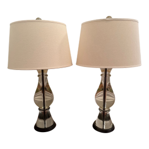 Pair of Pottery Barn Marston Crystal Lamps
