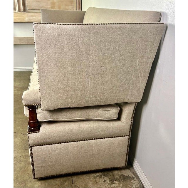 Knole Settee, Early 20th Century, English Baroque in Belgium Linen For Sale - Image 17 of 18
