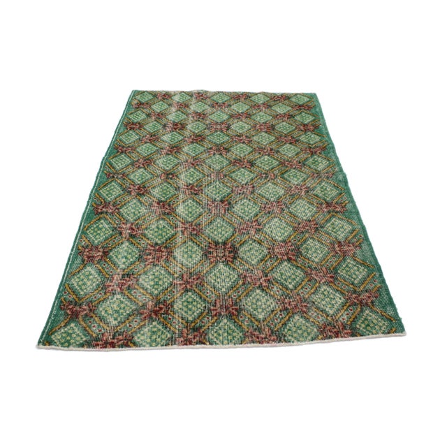 51936, Zeki Muren Distressed Vintage Turkish Sivas Rug with English Country Shabby Chic Style, 03'10 X 06'00. This...