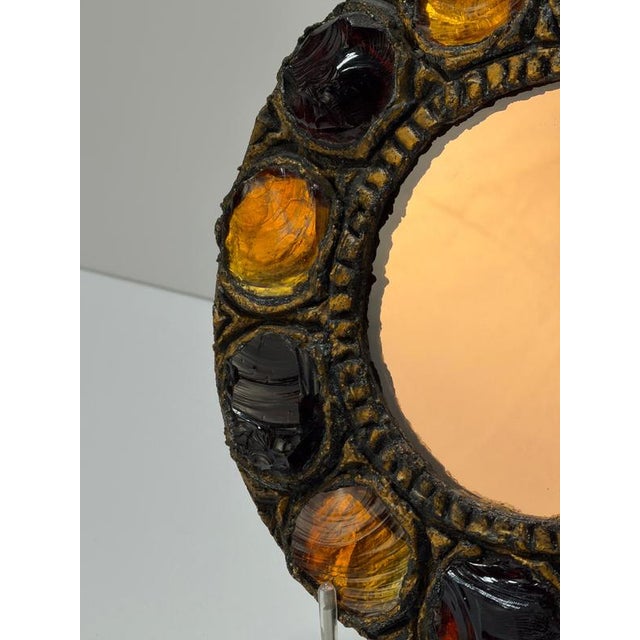 Brutalist Murano Glass Mirror from Creaciones Gobesso, Italy, 1983 For Sale - Image 9 of 10