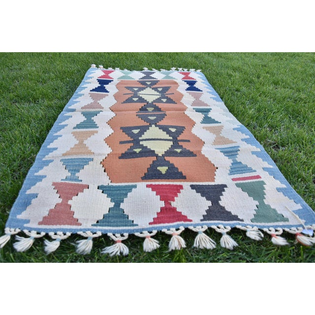 1980s 1980s Tribal Cream Geometric Kilim For Sale - Image 5 of 7