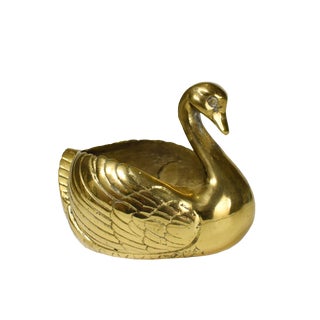 Vintage Brass Swan Planter Brass Waterbird Vase Figurine For Sale