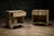Pair of serpentine-front parchment nightstands, a matching set of 2 designer contemporary nightstands with one drawer and...