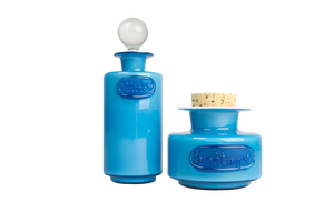 Vintage Danish Blue Palet Glass Jars by Michael Bang for Holmegaard, 1960s, Set of 2