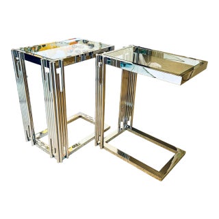 Art Deco Chrome Side Tables, Pair For Sale