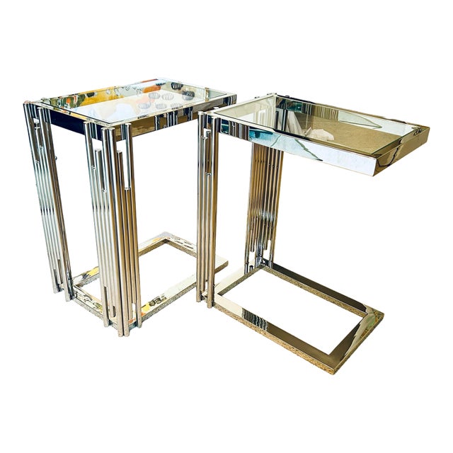 Art Deco Chrome Side Tables, Pair For Sale