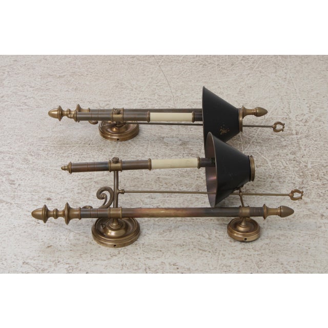 Traditional 1970s Traditional Chapman Lighted Sconces W. Tole Shades - a Pair For Sale - Image 3 of 13