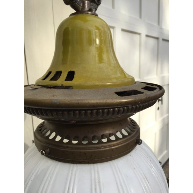 Vintage Industrial Gas Fixture With Shade For Sale - Image 4 of 9